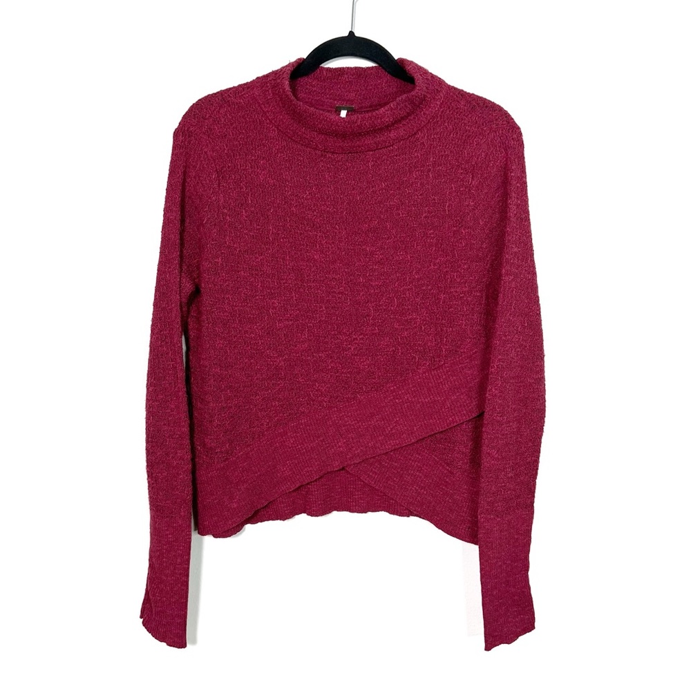 FREE PEOPLE Boho Wrap Sweater Linen blend in Plum size Medium